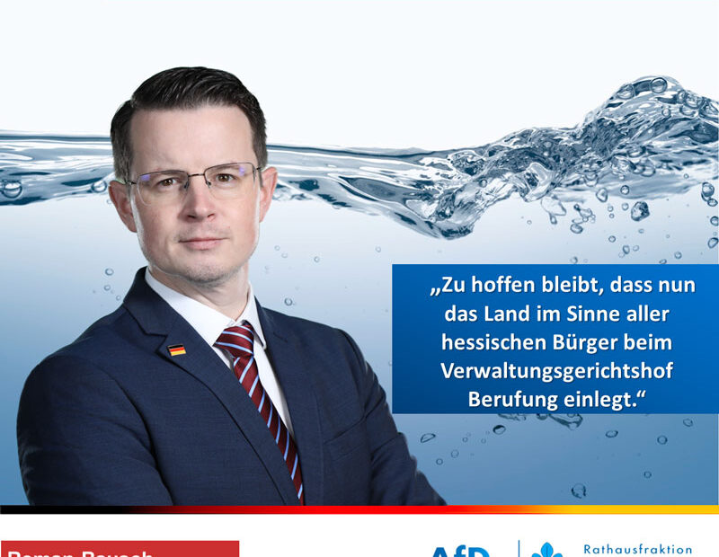 AfD-Rathausfraktion lehnt Wasserverbrauchsteuer ab