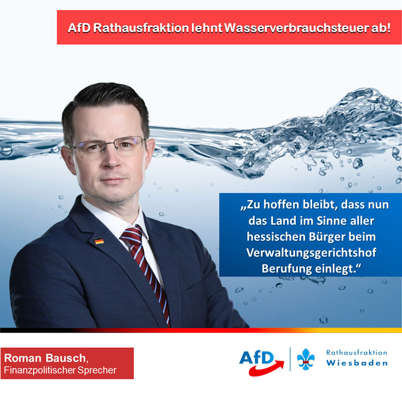 AfD-Rathausfraktion lehnt Wasserverbrauchsteuer ab